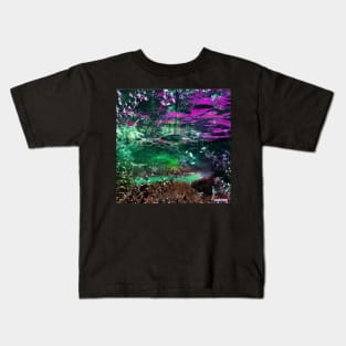 the magical landscape in mexican waterscape ecopop collage art Kids T-Shirt